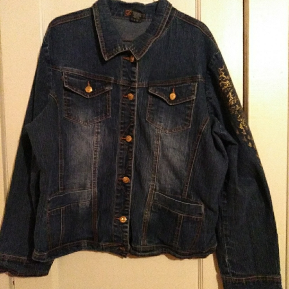 Good Condition Denim Jacket with Gold Design 2X